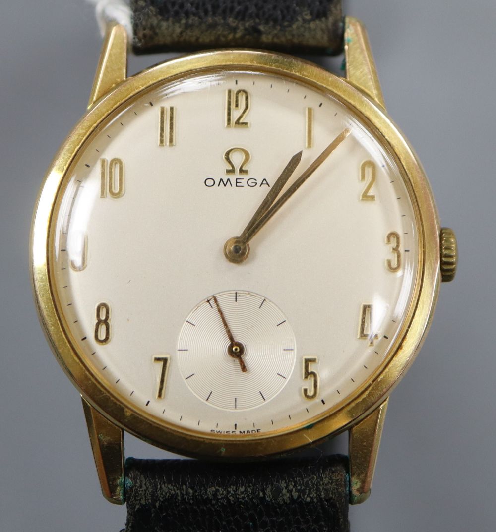 A gentlemans 1960s steel and gold plated Omega manual wind wrist watch.